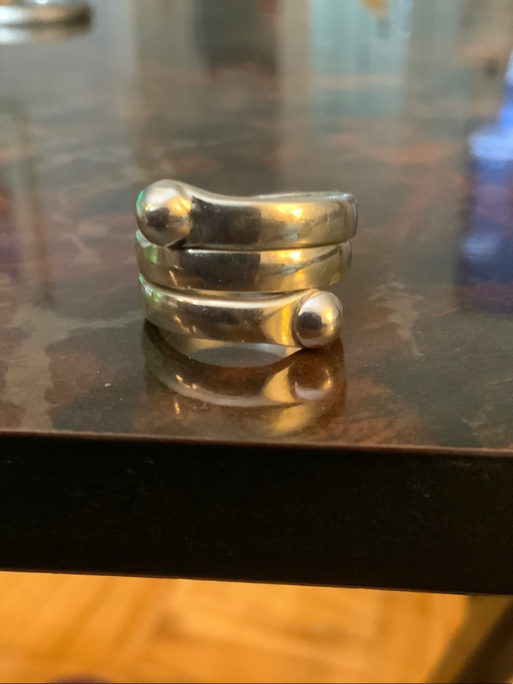 Sterling Silver Wrap Ring with Polished Ball Accents - Silver